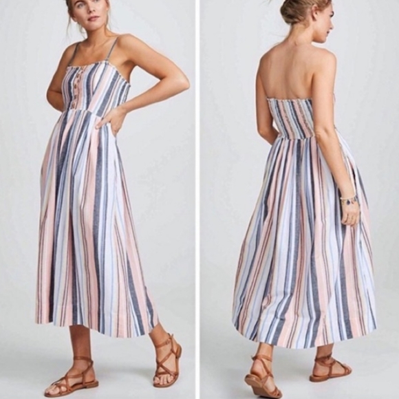 Free People Dresses & Skirts - Free People Lilah Strapless Striped Midi Dress